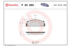 Sada brzdových platničiek kotúčovej brzdy BREMBO P 23 003