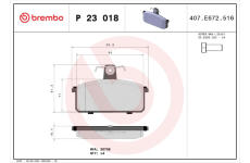 Sada brzdových destiček, kotoučová brzda BREMBO P 23 018