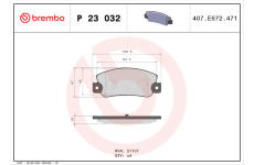 Sada brzdových destiček, kotoučová brzda BREMBO P 23 032