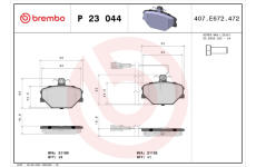 Sada brzdových platničiek kotúčovej brzdy BREMBO P 23 044