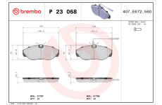 Sada brzdových destiček, kotoučová brzda BREMBO P 23 068