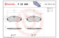 Sada brzdových destiček, kotoučová brzda BREMBO P 23 069