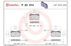 Sada brzdových destiček, kotoučová brzda BREMBO P 23 074