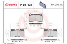 Sada brzdových destiček, kotoučová brzda BREMBO P 23 078X