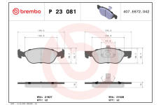 Sada brzdových destiček, kotoučová brzda BREMBO P 23 081