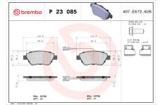 Sada brzdových platničiek kotúčovej brzdy BREMBO P 23 085