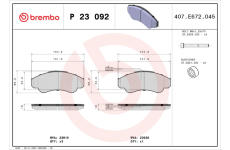 Sada brzdových destiček, kotoučová brzda BREMBO P 23 092