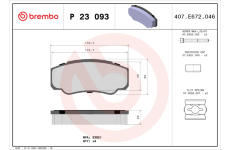 Sada brzdových destiček, kotoučová brzda BREMBO P 23 093