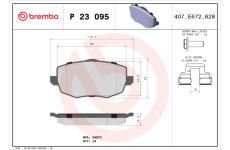 Sada brzdových destiček, kotoučová brzda BREMBO P 23 095