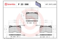 Sada brzdových destiček, kotoučová brzda BREMBO P 23 098