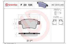 Sada brzdových destiček, kotoučová brzda BREMBO P 23 104