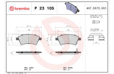 Sada brzdových destiček, kotoučová brzda BREMBO P 23 105