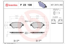 Sada brzdových destiček, kotoučová brzda BREMBO P 23 108