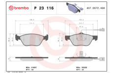 Sada brzdových destiček, kotoučová brzda BREMBO P 23 116