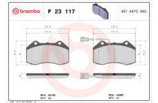 Sada brzdových destiček, kotoučová brzda BREMBO P 23 117X