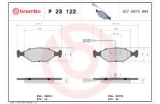 Sada brzdových destiček, kotoučová brzda BREMBO P 23 122