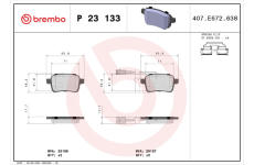 Sada brzdových destiček, kotoučová brzda BREMBO P 23 133