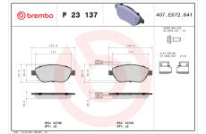 Sada brzdových destiček, kotoučová brzda BREMBO P 23 137