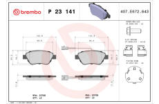 Sada brzdových destiček, kotoučová brzda BREMBO P 23 141