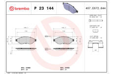 Sada brzdových destiček, kotoučová brzda BREMBO P 23 144