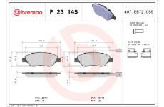 Sada brzdových platničiek kotúčovej brzdy BREMBO P 23 145