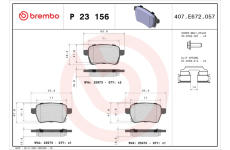 Sada brzdových destiček, kotoučová brzda BREMBO P 23 156