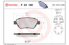 Sada brzdových destiček, kotoučová brzda BREMBO P 23 169