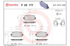 Sada brzdových destiček, kotoučová brzda BREMBO P 23 177X