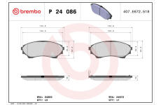 Sada brzdových destiček, kotoučová brzda BREMBO P 24 086