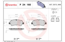 Sada brzdových destiček, kotoučová brzda BREMBO P 24 160