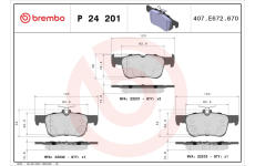 Sada brzdových destiček, kotoučová brzda BREMBO P 24 201