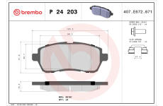 Sada brzdových destiček, kotoučová brzda BREMBO P 24 203