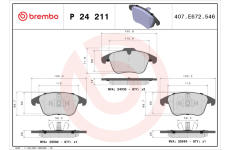 Sada brzdových destiček, kotoučová brzda BREMBO P 24 211