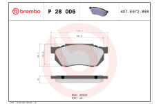 Sada brzdových destiček, kotoučová brzda BREMBO P 28 006