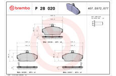 Sada brzdových destiček, kotoučová brzda BREMBO P 28 020