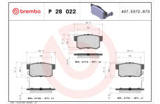 Sada brzdových destiček, kotoučová brzda BREMBO P 28 022