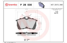 Sada brzdových platničiek kotúčovej brzdy BREMBO P 28 030