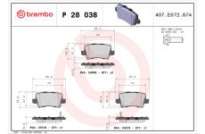 Sada brzdových destiček, kotoučová brzda BREMBO P 28 038