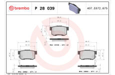 Sada brzdových destiček, kotoučová brzda BREMBO P 28 039