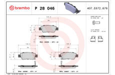 Sada brzdových destiček, kotoučová brzda BREMBO P 28 046