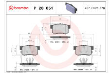 Sada brzdových destiček, kotoučová brzda BREMBO P 28 051