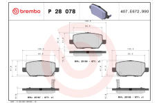 Sada brzdových destiček, kotoučová brzda BREMBO P 28 078