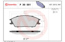 Sada brzdových destiček, kotoučová brzda BREMBO P 30 001