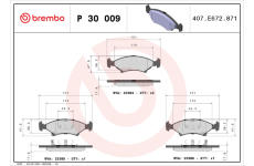 Sada brzdových destiček, kotoučová brzda BREMBO P 30 009