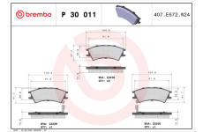 Sada brzdových destiček, kotoučová brzda BREMBO P 30 011