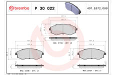 Sada brzdových platničiek kotúčovej brzdy BREMBO P 30 022