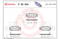 Sada brzdových destiček, kotoučová brzda BREMBO P 30 024