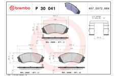 Sada brzdových destiček, kotoučová brzda BREMBO P 30 041