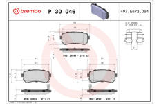 Sada brzdových platničiek kotúčovej brzdy BREMBO P 30 046