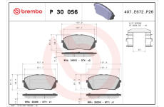 Sada brzdových destiček, kotoučová brzda BREMBO P 30 056X